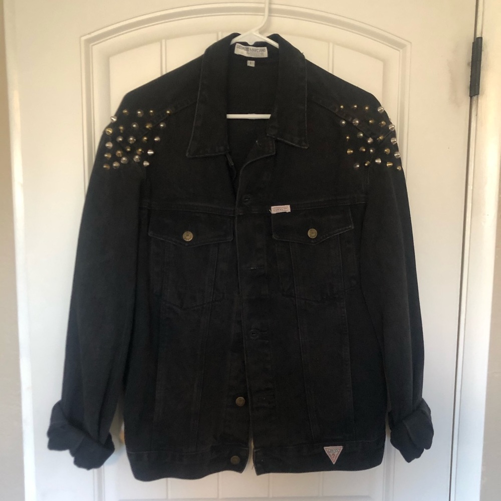 Vintage Guess hand studded denim jacket